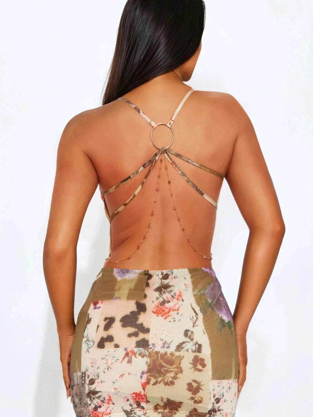 Little Bliss Floral Mesh Mini Dress - Olive/combo - Picture 2 of 2